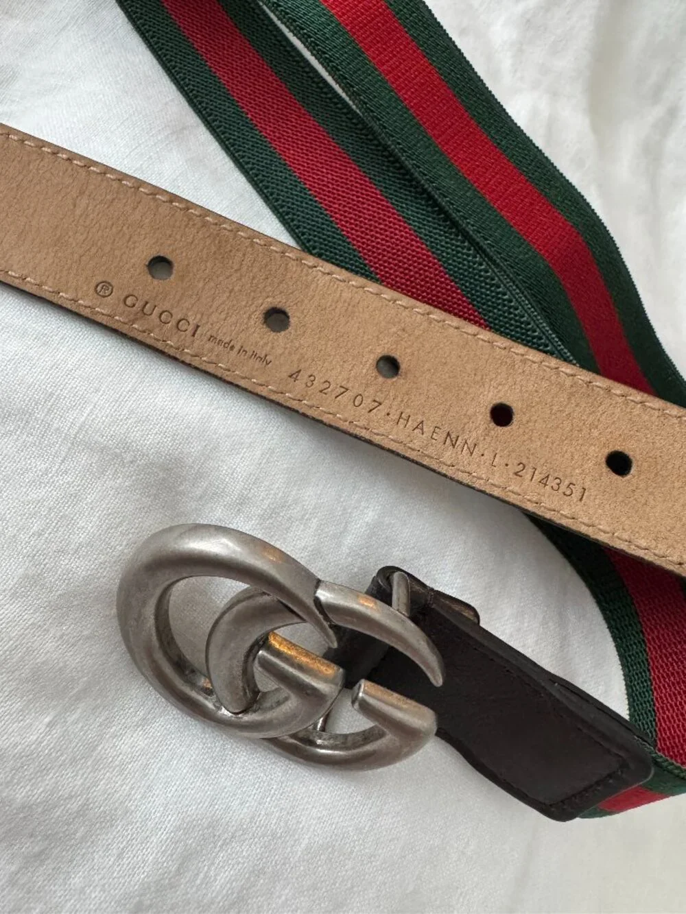 Authentic Gucci Children’s Youth Large L Web Elastic Double G Belt 432707